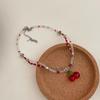 Y2K красное вишневое сердце бисерное колье женское бохо многослойное бисерное вишневое кулон ожерелье винтажные новые ювелирные изделия