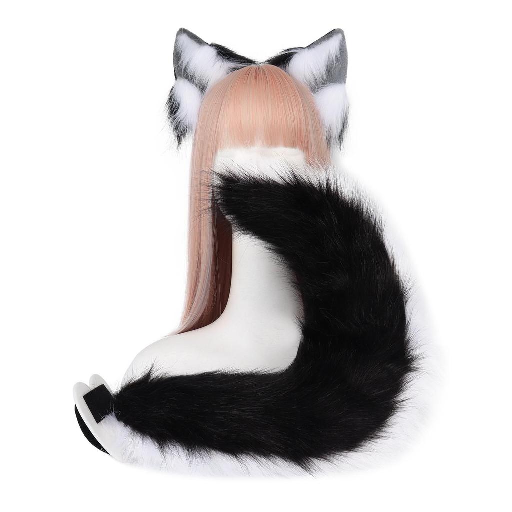 Handmade Plush Cat Ear Headband and Fox Tail Cosplay Prop for Anime Conventions