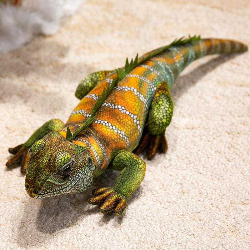 50cm Kawaii Lifelike Green Yellow Lizard Figurine Model Cute Reptile Lizard Plush Toys Simulation Animal Stuffed Doll Gifts