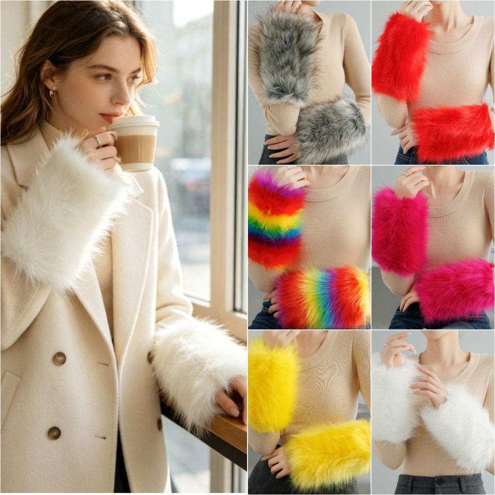 Warm Plush Arm Sleeves Keep Warm Arm Warmers Soft Fingerless Gloves Winter