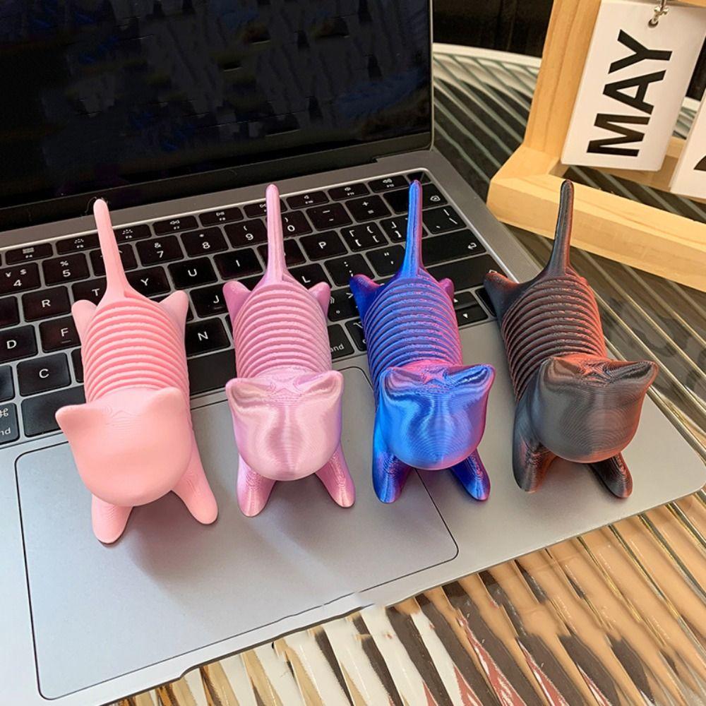 Durable 3D Printing Spring Cat Novelty Spring Cat Model Multicolored Spring Cat  Ornament  Offices