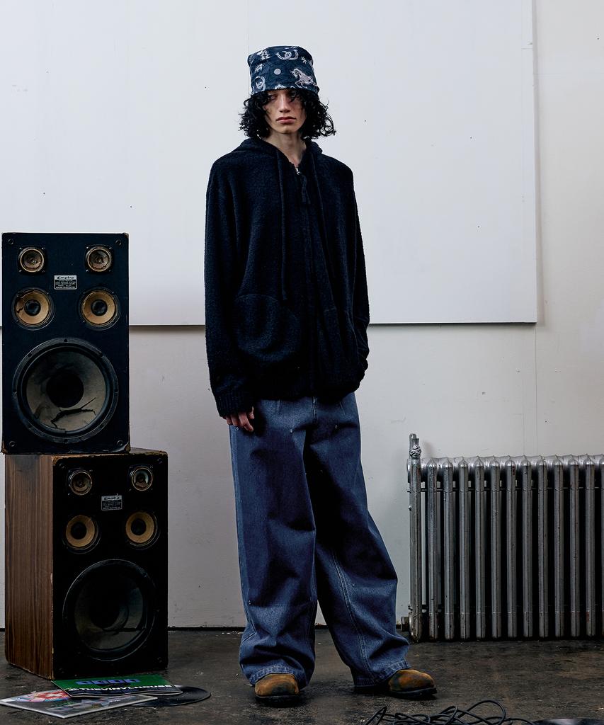 Thevinylhouse Круглый Карманный Вязаный На Молнии Черный