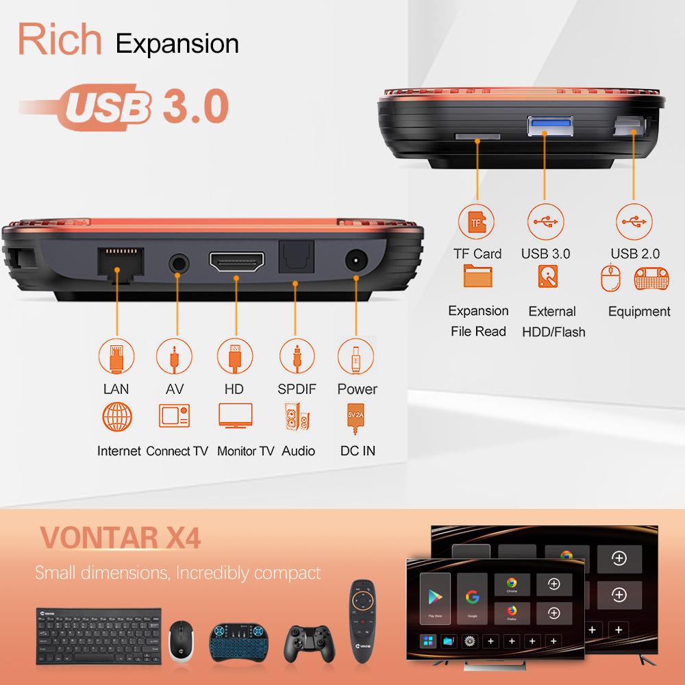 8K Smart TV Box VONTAR X4 Android 11.0 S905X4 Set Top Box 1000M Dual Wifi 4K 60fps AV1 Media Player