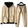 Зимняя куртка из утолщенного овечьего флиса с бархатом, повседневный спортивный костюм, мужская модная одежда, брюки, мужской костюм больших размеров