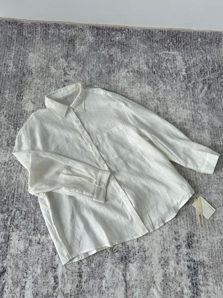 2024 Комплект из льняной рубашки с подсветкой и плиссированных брюк из хлопка и льна на завязках для женщин