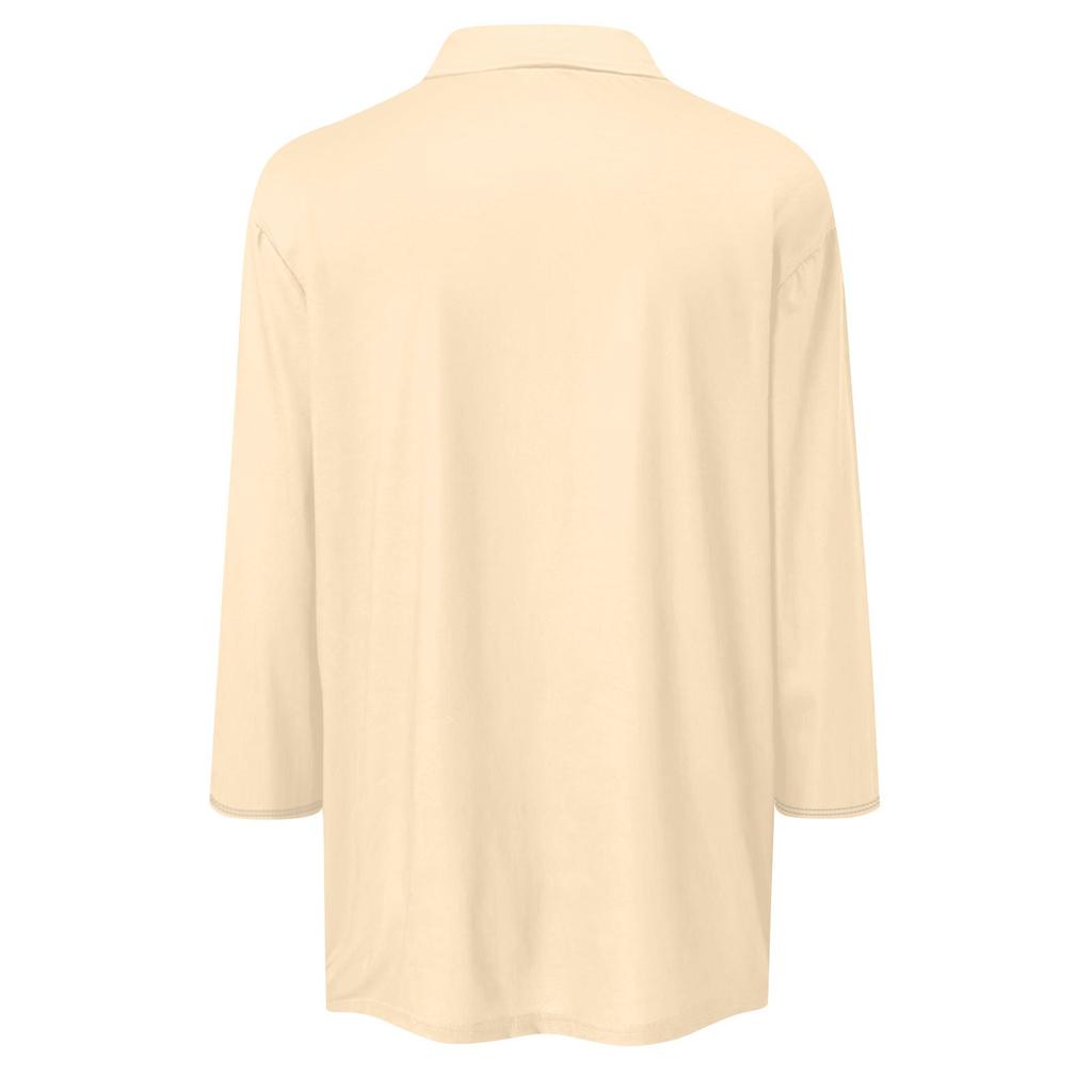 Женская летняя модная повседневная однотонная рубашка с v-образным вырезом и воротником на пуговицах с семиточечным принтом, топ