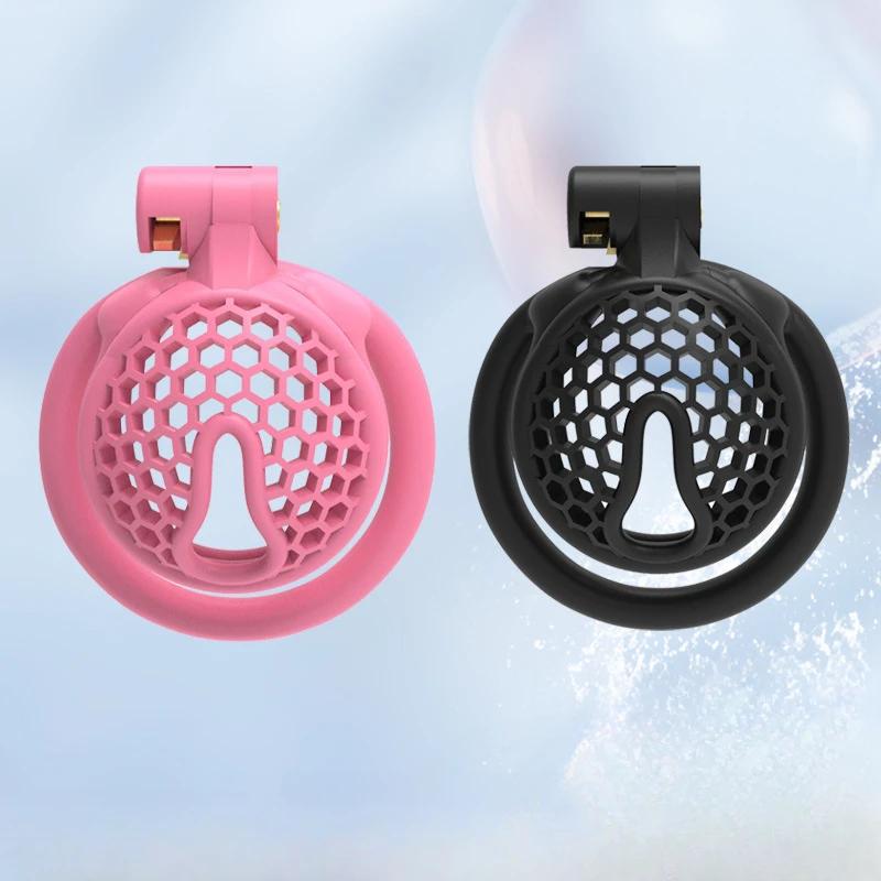 Flat Chastity Lock Bondage Breathable Cock Cage with 4 Rings SM Abstinence Chastity Device Anti Cheating Gay Male Adult Sex Toys