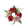 Artificial Flowers Candle Ring Simulated Mini Wreath Candlestick Wreath  Wedding Party Decoration