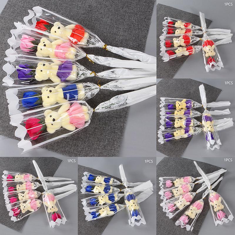 1Pcs Bear Soap Rose Bouquet Valentines Day Gift For Fridend Wedding Bouquet Home
