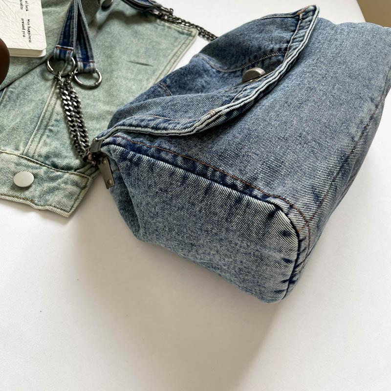 Винтажная джинсовая сумка Женская цепочка на плечо Сумка-тоут большой вместимости для поездок на работу
