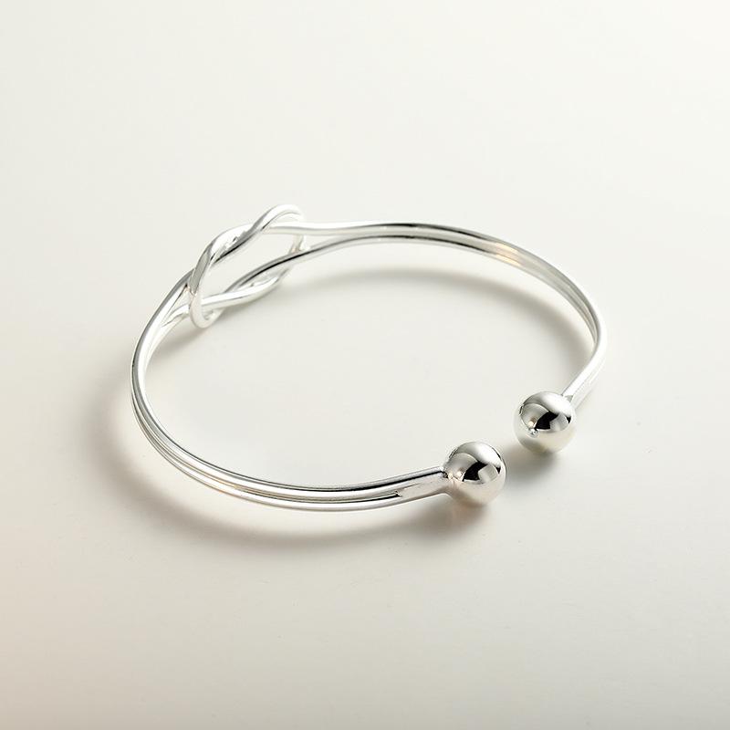 S999 Sterling Silver Concentric Knot Silver Bracelet for Women with Personalized Lines and Versatile Bracelets for Young Women As Holiday Gifts