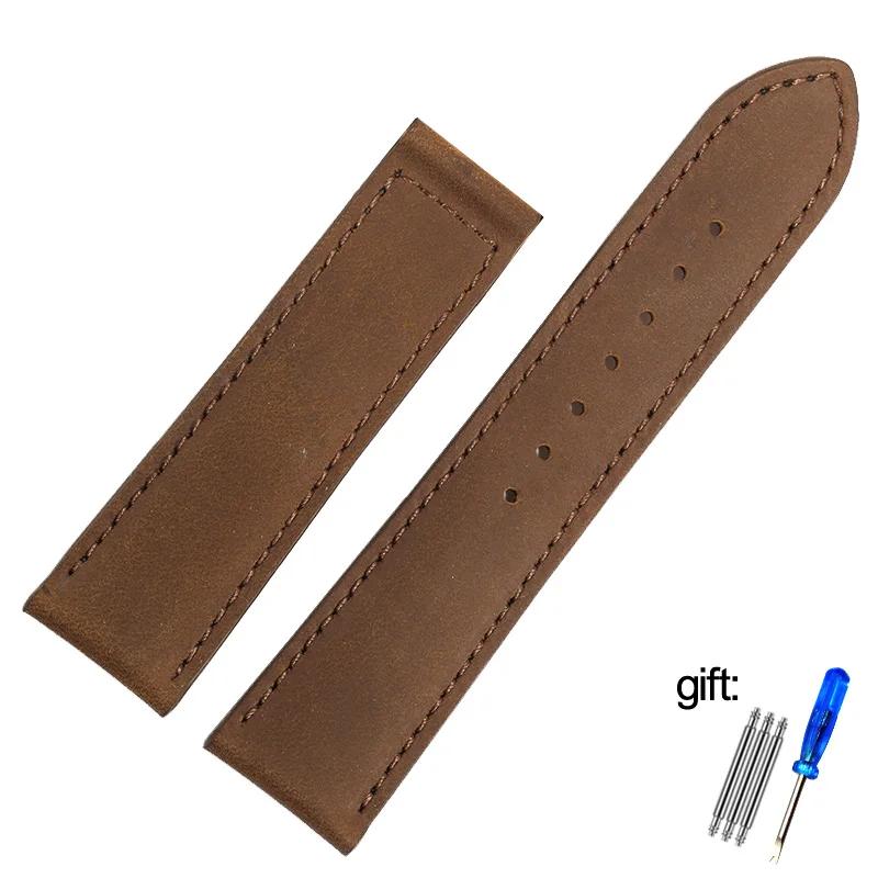 Genuine Leather Watch Band For Hamilton Kaqi Field Aviation Oris Omega Frosted Folding Buckle Watch Chain 20mm 22mm Strap