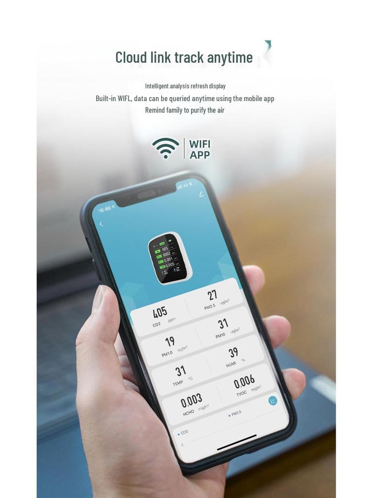 Tuya Smart 8-in-1 Air Quality Monitor: CO2, PM2.5, Formaldehyde, TVOC Detector