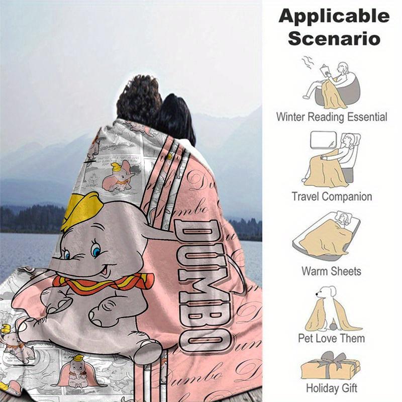 1pc. Cartoon Dumbo Elephant Blanket, Seasonal Universal Home Decor,Soft Flannel Throw Blanket, Versatile & Cozy for Bedroom, Living Room, Tr