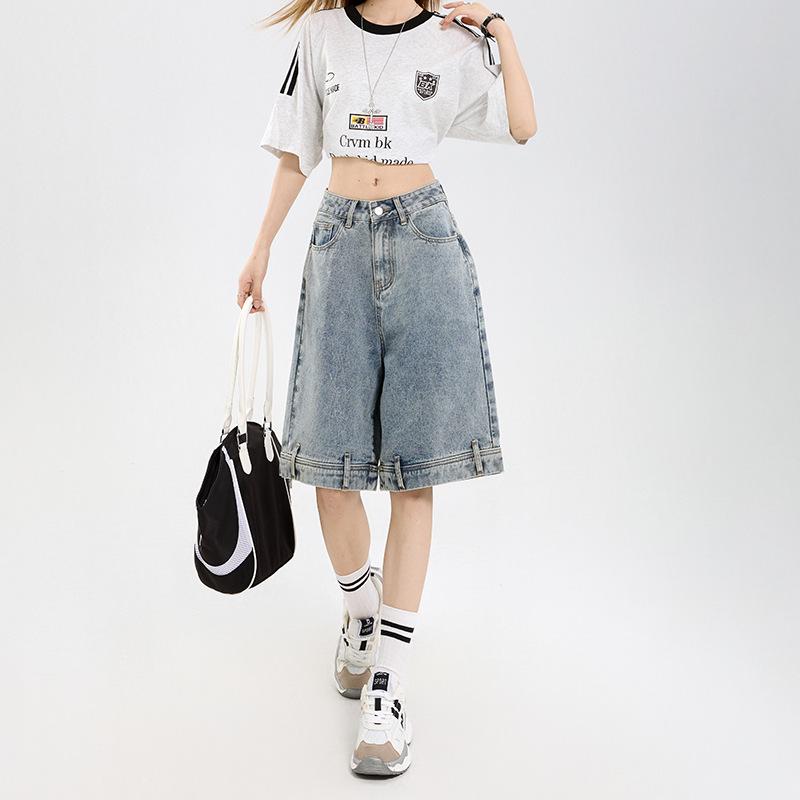 Women's American Retro Wide-Leg Denim Shorts - Summer 2025 Fashion Trend