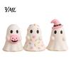 Desktop Halloween Decoration Cute Ghost Resin Figurine, Candy Pumpkin Witch Hat Figurine for Kids Desk Decor Girls, Pink White Kawaii Tabletop