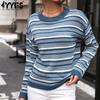Женские модные повседневные свитера в полоску с принтом осень-зима с длинными рукавами и круглым вырезом