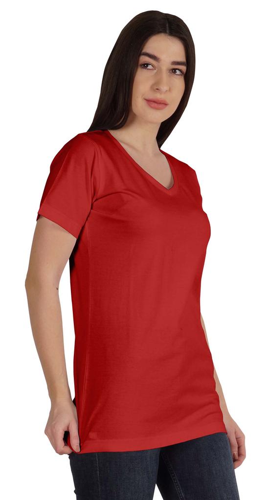 Inkmeso Basic V-neck Jersey T-shirt Short Sleeve Long Length Tee Workout Top For