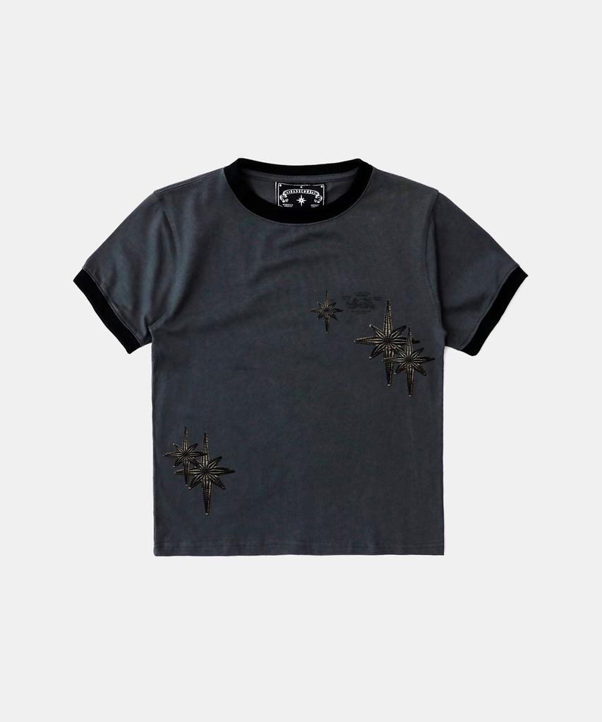 BADBLOOD Cosmo Multi Patch Ringer T-Shirt - Charcoal