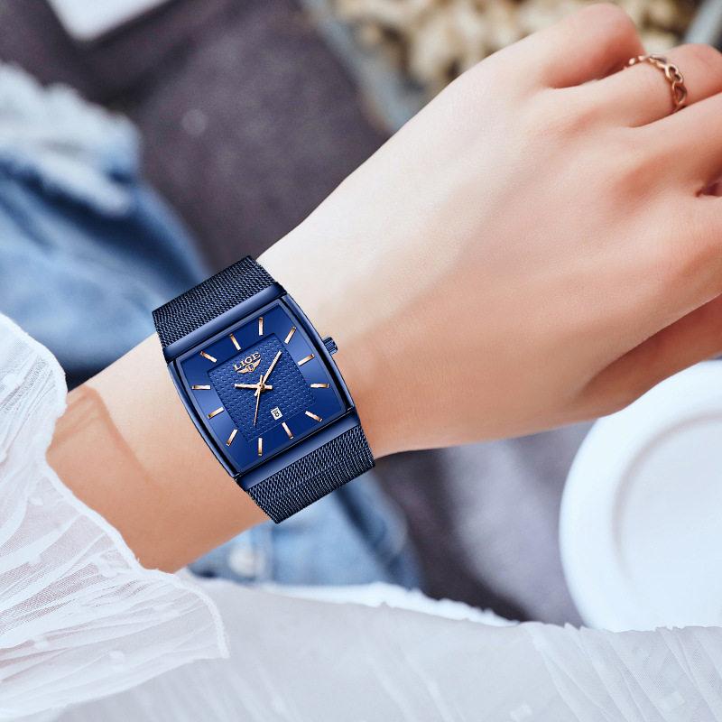 LIGE TOP Ladies Watch Elegant Fashion Calendar Watch women Waterproof Luxury women's quartz wrist watch Relogio Feminino