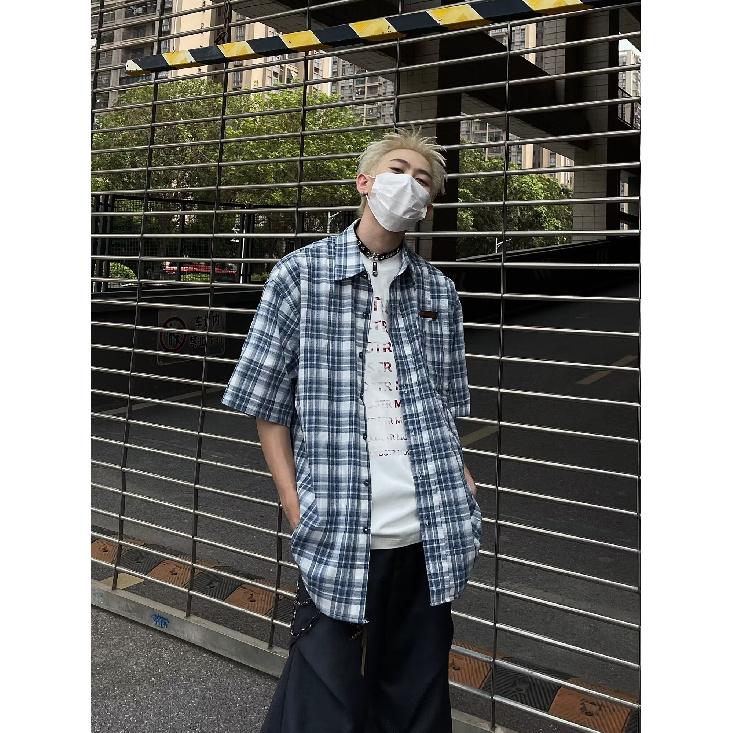 Мужская клетчатая рубашка с квадратным вырезом, молодежная мода, японский стиль, художественная мужская свободная рубашка, новая мода с длинными рукавами, осенний тренд, Харадзюку