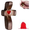Handcrafted Wooden Cross My Heart, Wooden Cross Fidget, Wood Pocket Cross, Pocket Crosses In Bulk, Handheld Wooden Cross, Stress Relief Pocket Cross