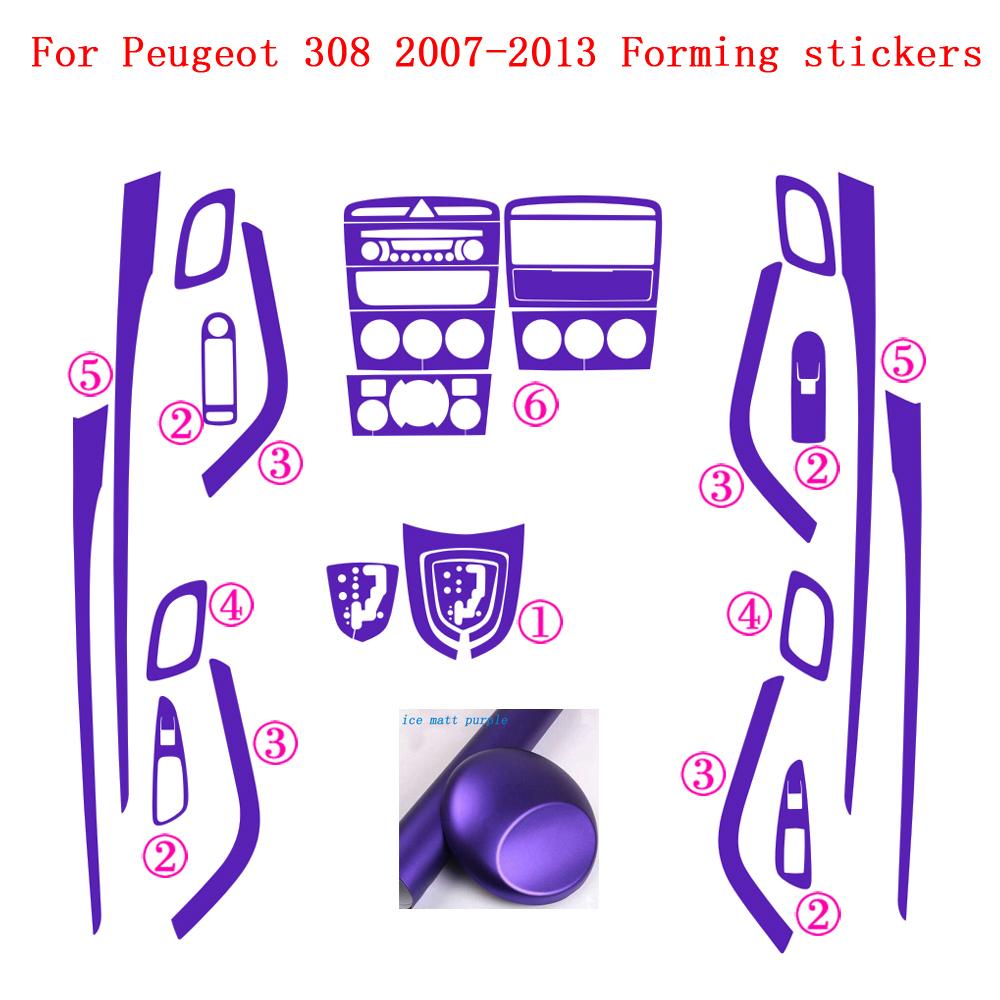 Car-Styling Carbon Fiber Car Interior Center Console Color Change Molding Sticker Decals For Peugeot 308 2007-2013