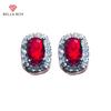 Classic Oval Red Zircon Stub Earrings For Women  Wedding Engagement Female Gifts