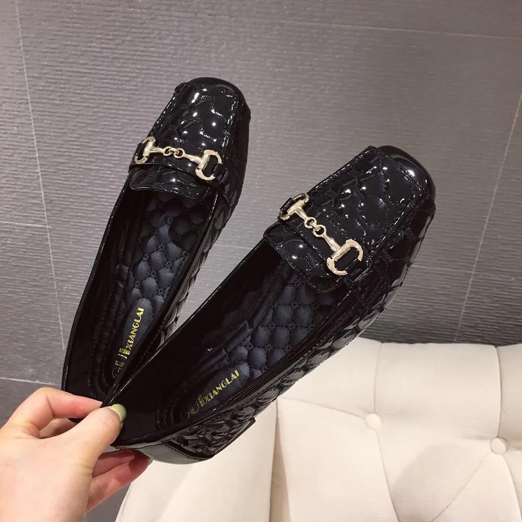 2025 New Classic Women's Flat Shoes Square Head Shallow Mouth Soft Bottom Comfortable Work and Leisure Small Leather Shoes 35-42