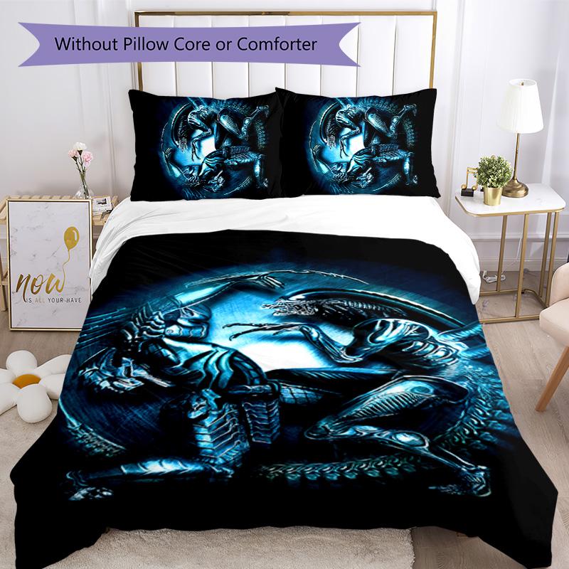 Alien 3pcs Bedding Set Duvet Cover Closure Includes 1 Duvet Cover & 2 Pillowcases for All Seasons Bedroom Home Dorm Decor