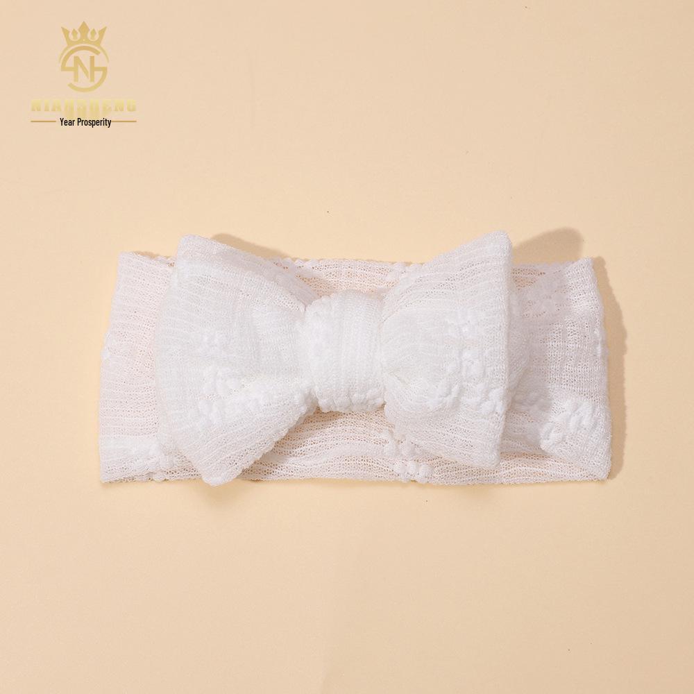 Повязка на голову из сетки с вышивкой и бантом для новорожденной принцессы