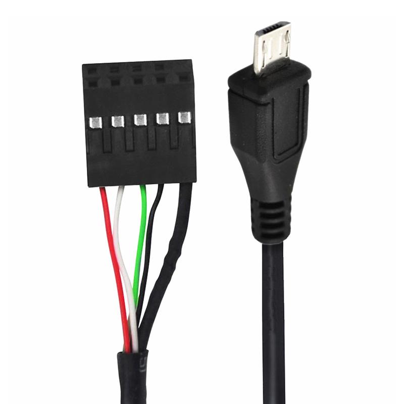 Материнская плата ПК 9P на Micro USB на Dupont 2,54 мм 5-контактный Dupont USB на Micro USB кабель для передачи данных Алюминиевая фольга + Кабель в плетеной оплетке