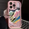 Oil painting Rainbow Mountains Phone case iPhone 15 Pro Max 11 12 13 16 14 Plus Silicone Shockproof Case Lens protector shell