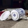 Jingdezhen Blue and White Porcelain Mug 500ml Chinese Dragon with Lid for Office Tea and Coffee