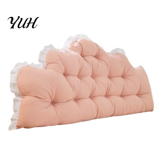 Soft Support Cushion for Reading Headboard with Ruffle Trim, Dorm Pillow, Crown Shape, Bed Trim Wedge Pillow College Bedroom Decor, Back Large