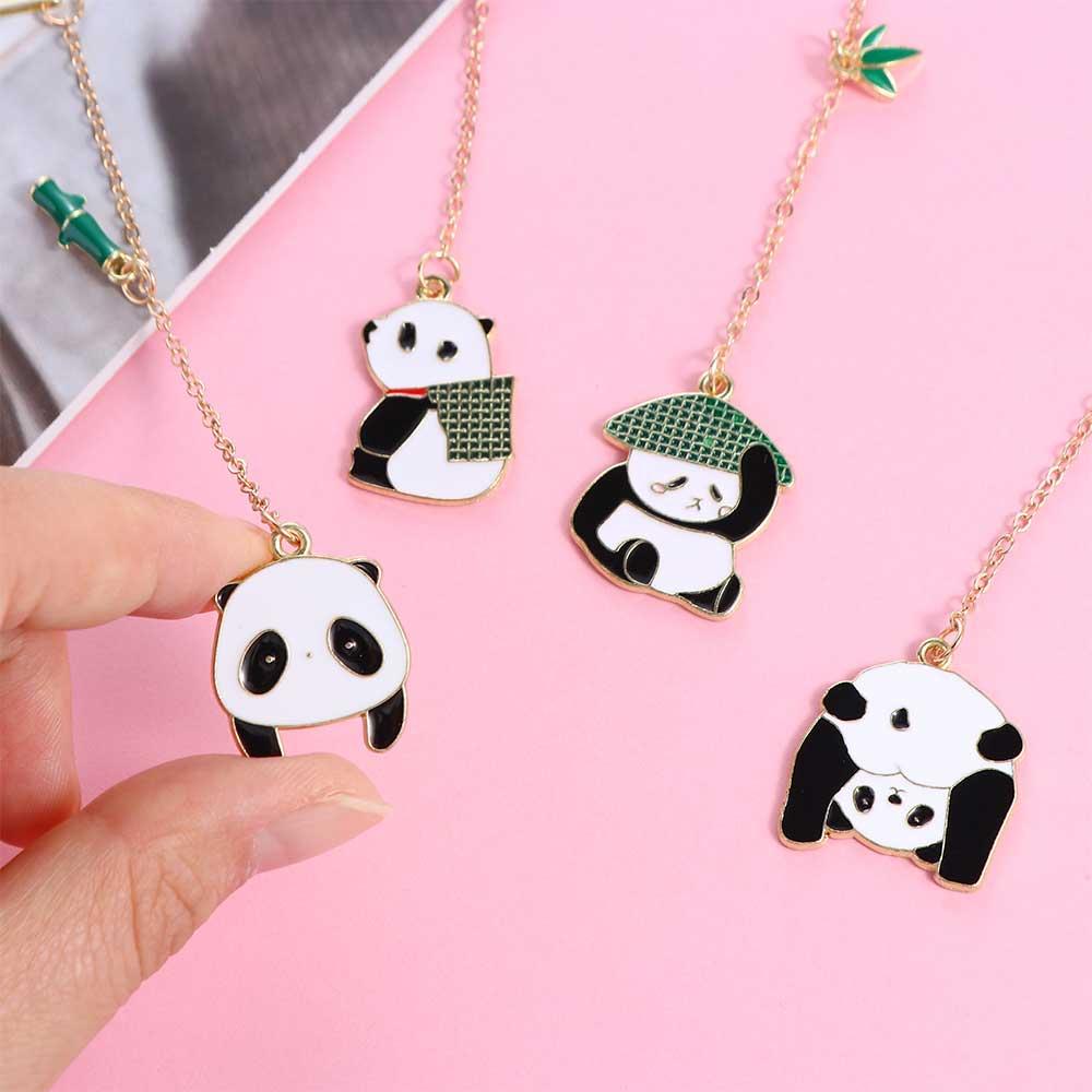 Reading Book mark Student for Pages Cute Panda Bookmark Panda Pendant Paper Clip Metal Bookmark