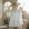 2025 Women Spring Shirt Lace Blouse Long Sleeve Buttons Fashion Tops Tees Loose White Tees New Blouse