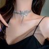 Women Rhinestone Butterflies Choker Sparkling Elegant Long Tassel Girls Collar Necklace Wedding Party Accessories