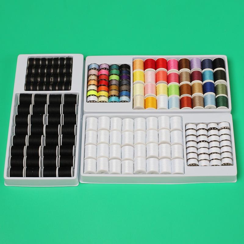 32 Spools of Thread with 28 Metal Bobbin Backing 1 Box DIY Colorful Thread Black and White 60 Spools Home Sewing Machine Thread