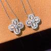 925  high carbon diamond hollow flower-shaped zircon ring water drop round flower necklace female party birthday jewelry