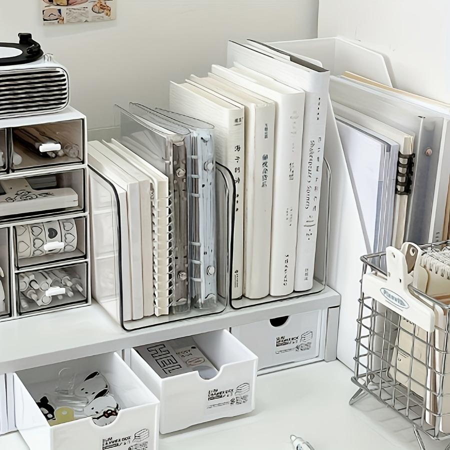 Transparent file storage box and acrylic desktop bookshelf, storage organizer for school/office supplies, back-to-school season,