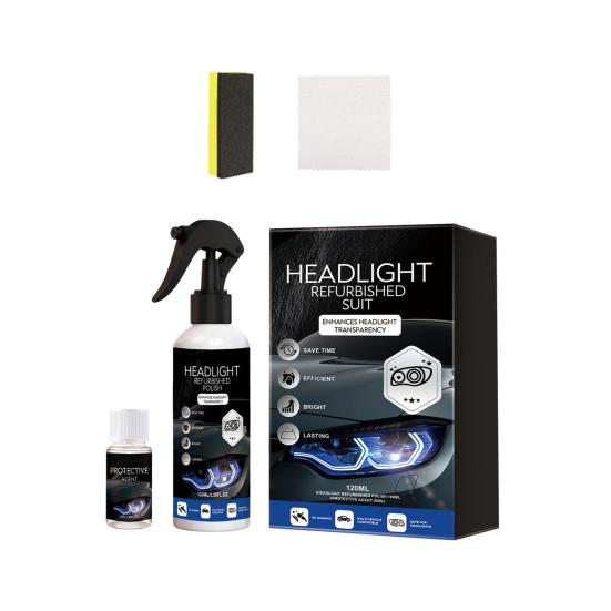 Headlight Repair Kit Fix Yellowed Fogging Oxidation Car Lenses With Polish Uv Protectant Spray