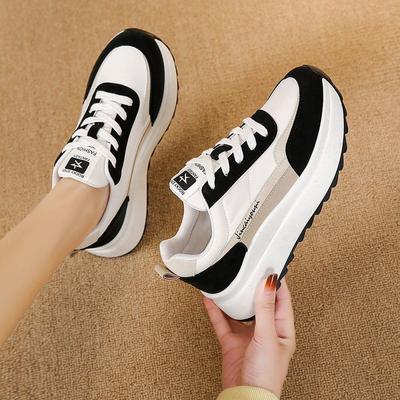 Осенние новые туфли для папы на платформе Muffin, женские однотонные туфли на шнуровке, простые и стильные повседневные спортивные туфли Cortez