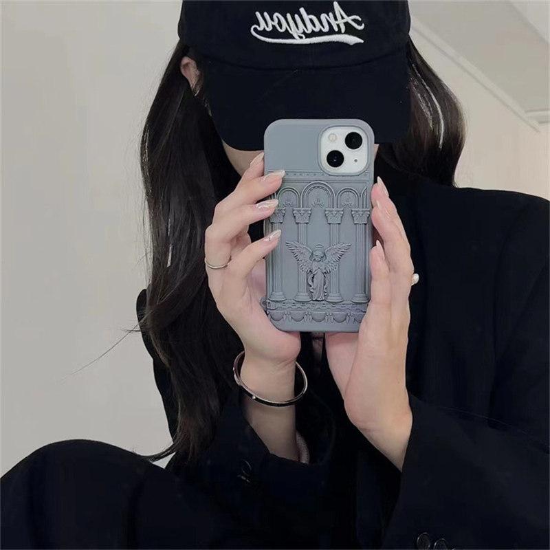 Чехол для телефона с изображением статуи ангела в стиле ретро для iPhone 16, 15, 14, 13, 12, 11 Pro Max, литературный, модный, силиконовый, противоударный, мягкий, задняя крышка
