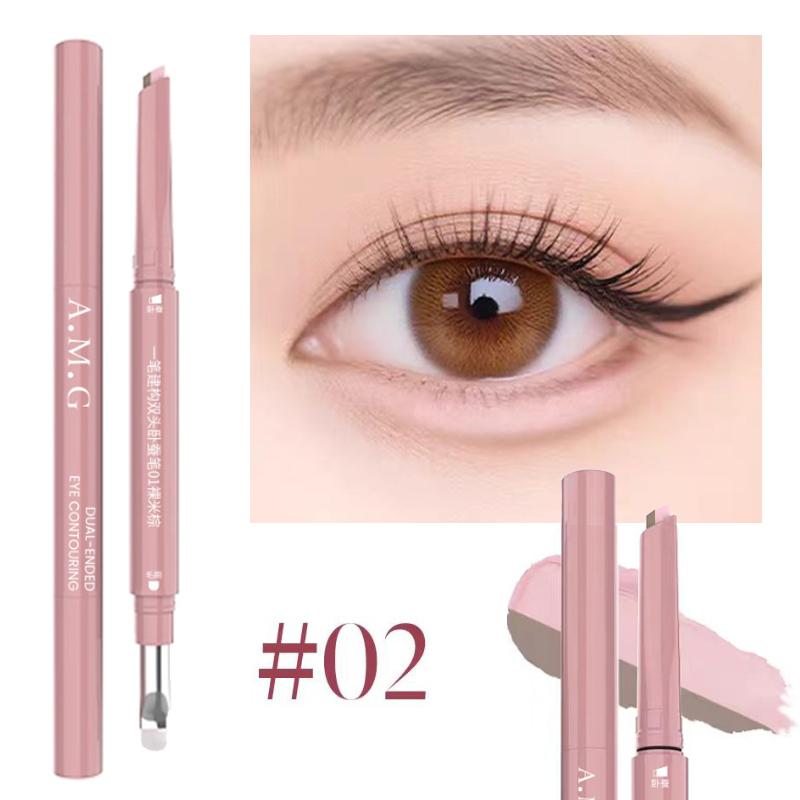 2 in 1 Bicolor Lying Silkworms Pencil Nude Pink Under-Eye Matte Highlighting Shadow Pencil Eyeshadow Brightening Makeup Pencil