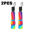 Модный Радужный Зонт, тройной зонт с длинной ручкой, автоматический ветрозащитный складной прямой зонт