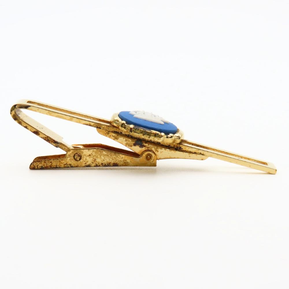 Used Wedgwood cuffs Tie pin set metal gold blue plating