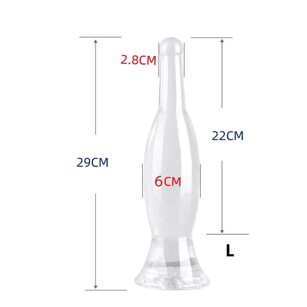20-29см Кристально-голубая ваза Анальная пробка Задняя пробка Здоровье Мягкий TPE материал Форма пивной бутылки Анальный дилдо Игрушка для анального секса для взрослых для женщин