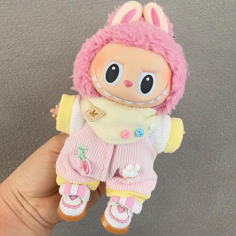 17cm Labubu Doll Clothes: Keychain Pendant Outfit with Skirt and Sweater for Parties