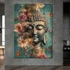 Buddhist Flower Buddha Portrait Canvas Wall Art Religious Inspirational Spiritual Poster Prints ForLiving Room Office Home Decor